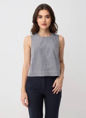 Top stretch sans manche bleu F.A.M. femme