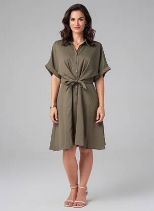 Robe mi-longue manches courtes manches courtes vert MOLLY BRACKEN femme