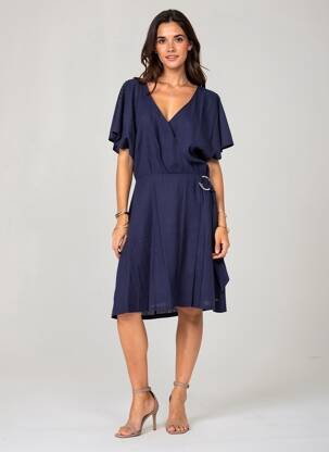 Robe mi-longue manches courtes manches courtes bleu FREEMAN T.PORTER femme