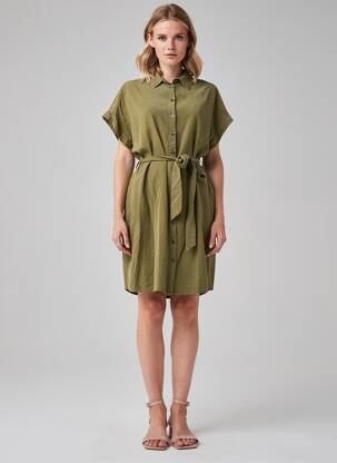Robe mi-longue manches courtes manches courtes vert FREEMAN T.PORTER femme