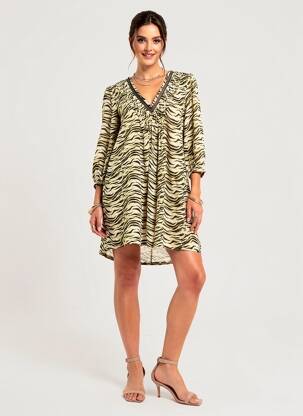 Robe courte manches 3/4 manches 3/4 vert FREEMAN T.PORTER femme