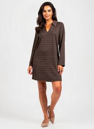 Robe courte manches longues manches longues marron SURKANA femme
