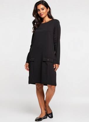 Robe mi-longue manches courtes manches courtes noir SURKANA femme
