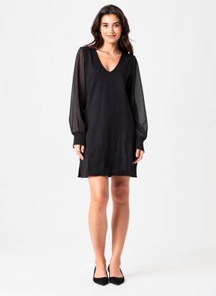 Robe pull col v manches longues noir FREEMAN T.PORTER femme