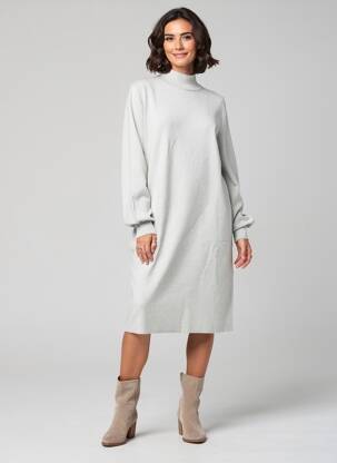 Robe pull coupe droite manches longues gris STREET ONE femme