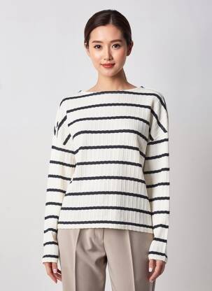 Pull coupe droite manches longues bleu STREET ONE femme