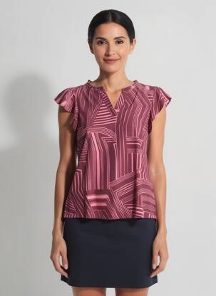 Top imprimé fantaisie manches courtes violet STREET ONE femme