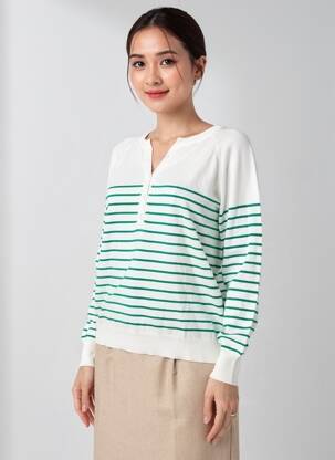 Pull col v manches longues blanc MOLLY BRACKEN femme