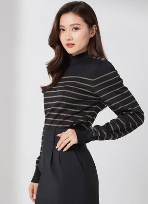 Pull stretch manches longues noir FREEMAN T.PORTER femme