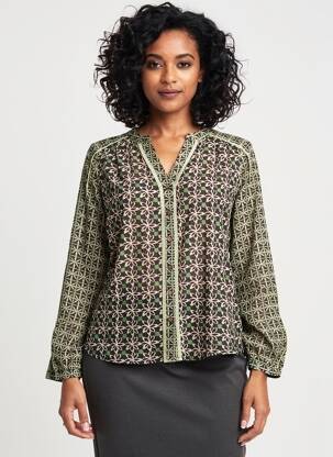 Top tissage crêpe manches longues vert WHITE STUFF femme