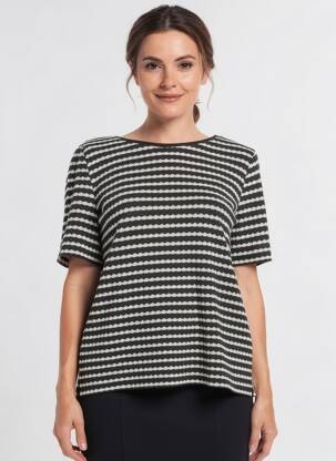 Pull coupe droite manches courtes noir STREET ONE femme