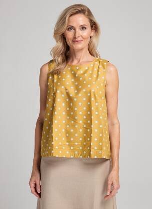 Top imprimé fantaisie sans manche marron SURKANA femme