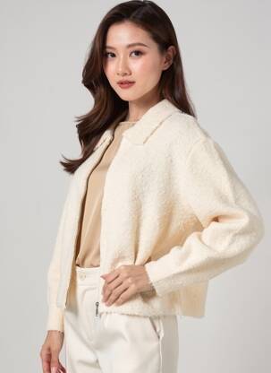 Gilet manches longues stretch beige #127344 femme