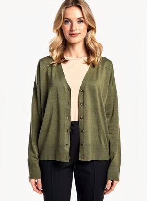 Gilet manches longues resserrée sur le bas vert FREEMAN T.PORTER femme