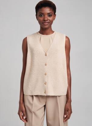 Gilet sans manche maille fine beige STREET ONE femme