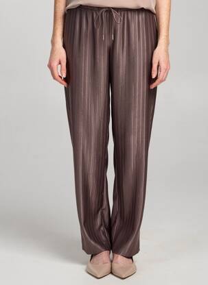 Pantalon droit tissage crêpe taille normale marron GRACE & MILA femme