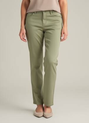 Pantalon slim tissage popeline taille normale vert LCDN femme