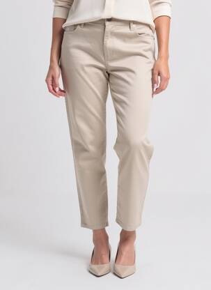 Pantalon slim tissage popeline taille normale beige LCDN femme