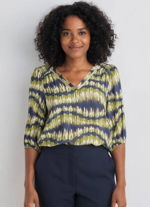 Blouse imprimé fantaisie manches 3/4 vert LOLA ESPELETA femme