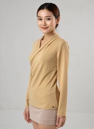 Pull stretch manches longues beige SURKANA femme
