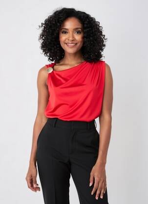 Top stretch sans manche rouge MORGAN femme