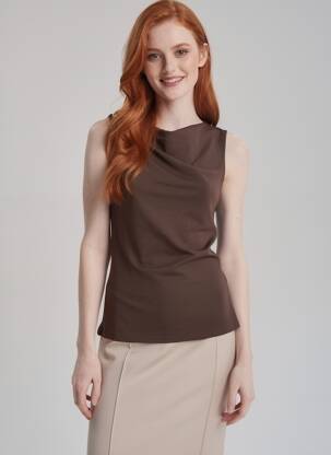 Top stretch sans manche marron GRACE & MILA femme