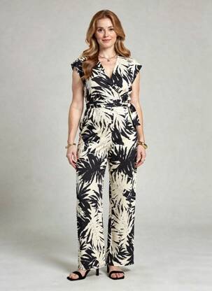 Combi-pantalon tissage popeline manches courtes noir MORGAN femme