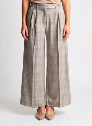 Pantalon droit stretch taille haute marron TIFFOSI femme