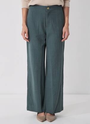 Pantalon droit fermeture zippée sous rabat boutonné taille normale vert TIFFOSI femme