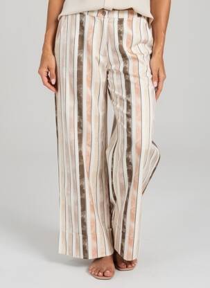 Pantalon droit fermeture zippée sous rabat boutonné beige SURKANA femme