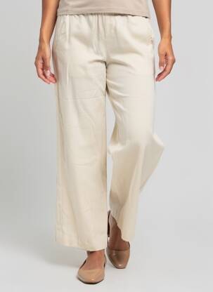 Pantalon droit tissage popeline taille normale beige RINO & PELLE femme