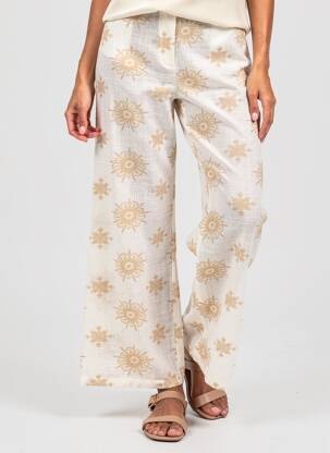 Pantalon droit taille élastique taille normale beige SURKANA femme