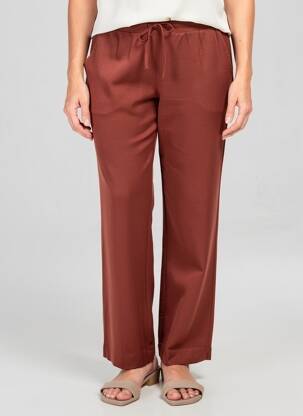Pantalon droit tissage crêpe taille normale orange TIFFOSI femme