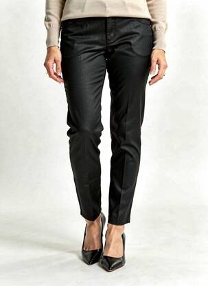 Pantalon slim tissage enduit taille normale noir GEISHA femme