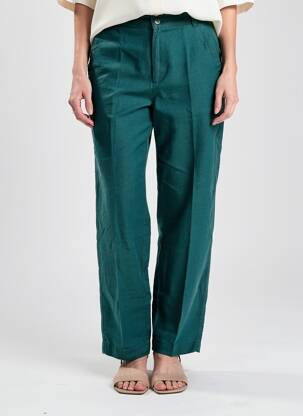 Pantalon droit fermeture zippée sous rabat boutonné taille normale vert STREET ONE femme