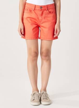 Short tissage denim taille haute orange ICHI femme