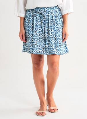 Jupe courte taille élastique bleu ICHI femme