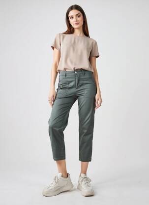 Pantalon 7/8 tissage popeline taille normale vert STREET ONE femme
