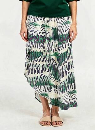Jupe longue coupe asymétrique vert FREEMAN T.PORTER femme