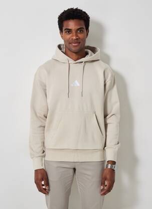 Sweat-shirt à capuche tissage jersey manches longues beige ADIDAS homme
