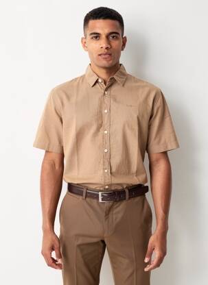 Chemise manches courtes coupe cintrée marron PEPE JEANS homme