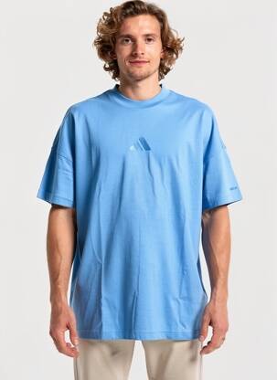 T-shirt broderie manches courtes bleu ADIDAS homme