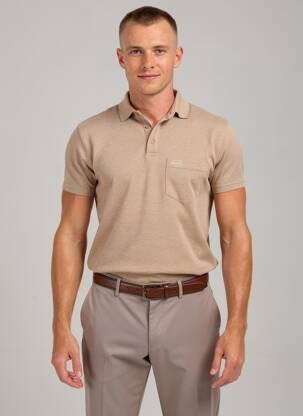 Polo tissage chiné manches courtes marron OXBOW homme
