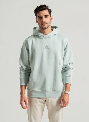 Sweat-shirt à capuche tissage jersey manches longues vert ADIDAS homme