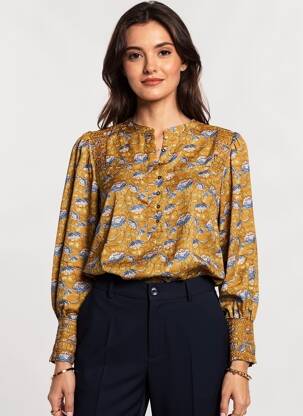 Blouse imprimé fantaisie manches longues marron PEPE JEANS femme