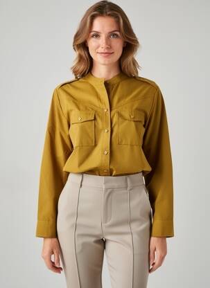 Chemisier col mao manches longues marron PEPE JEANS femme