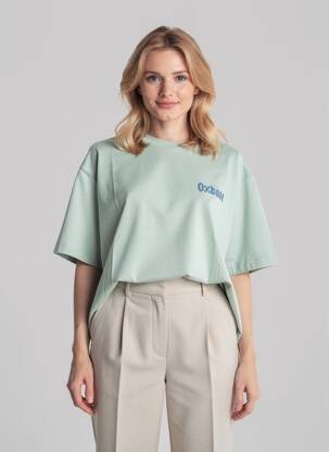 T-shirt sérigraphie floquée manches courtes bleu OXBOW femme
