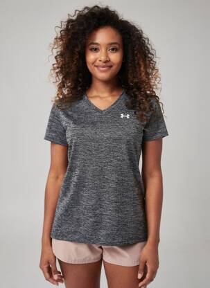 T-shirt col v manches courtes gris UNDER ARMOUR femme