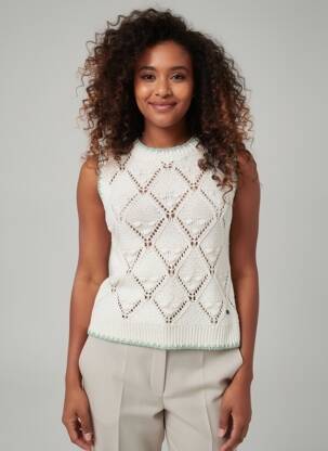 Pull maille ajourée sans manche blanc PEPE JEANS femme