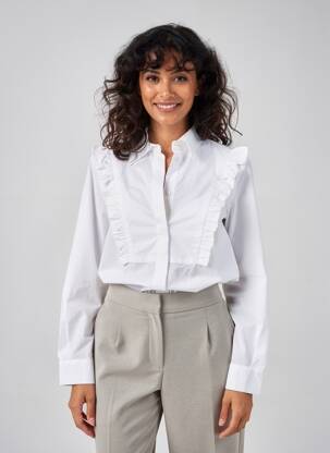 Chemisier tissage popeline manches longues blanc IN WEAR femme